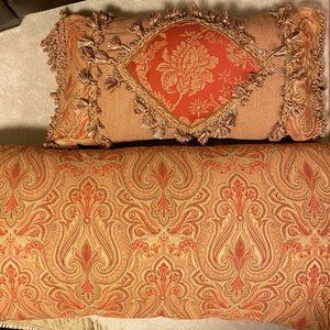 (2) Tomasini Linen Velvet Decorative Bed Decorative Pillows "Brand New"